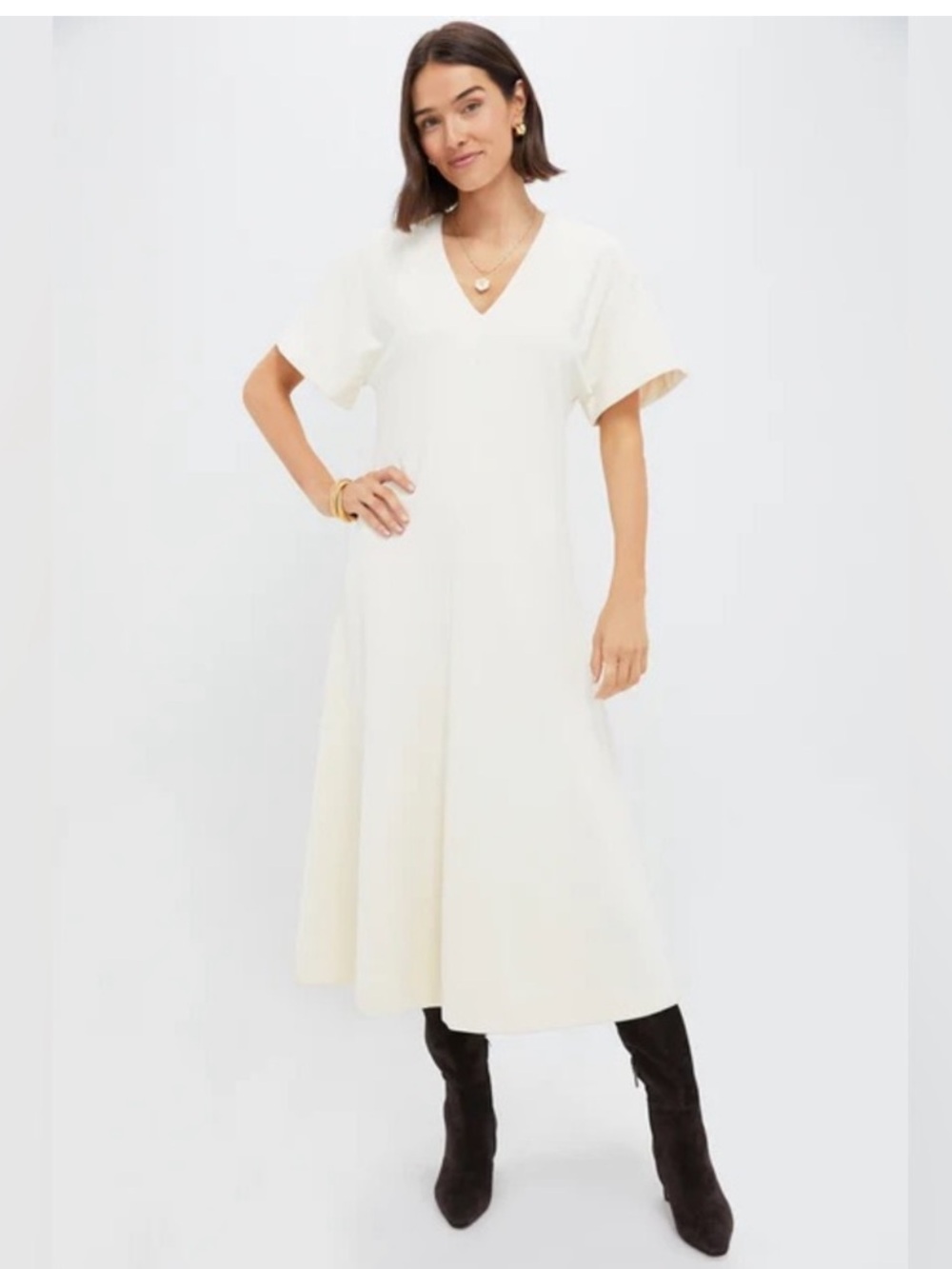 Tuckernuck Ivory V Neck Annalee Flowy Midi Dress NWT